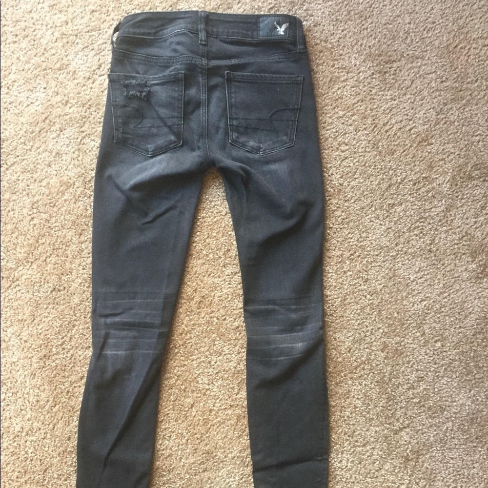 American Eagle Black Wash Ripped Jeggings